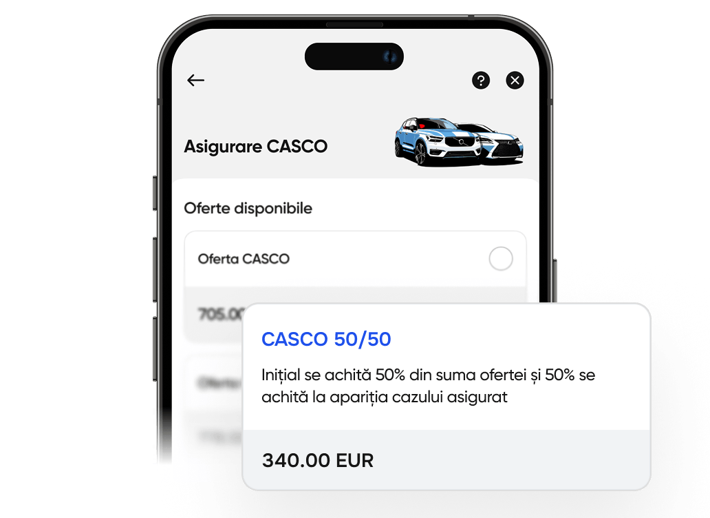 Produs CASCO 50/50 pentru reducerea costului inițial al poliței